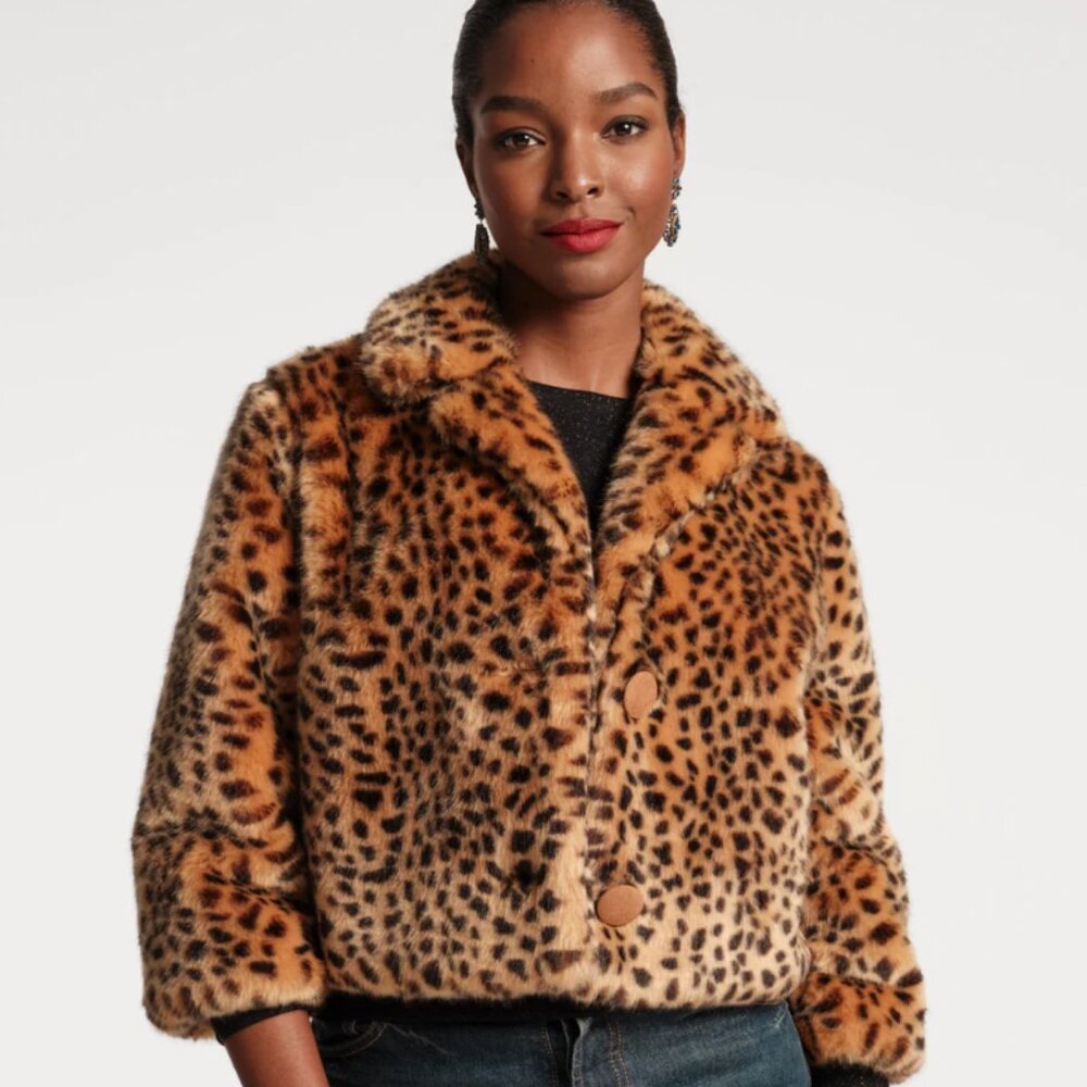 Frances Valentine Erika Jacket Faux Fur Leopard